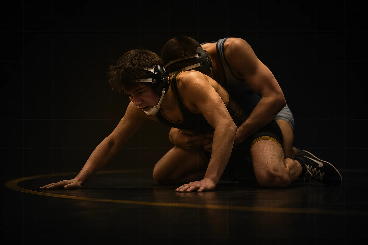 Wrestlers in match